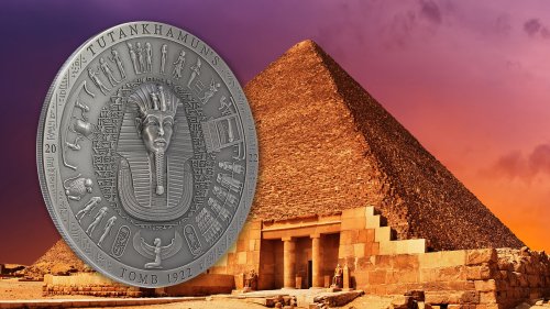 Cook Islands 2022 20$ TUTANKHAMUN TOMB 1922 Archeology Symbolism Antiqued 3 Oz silver coin