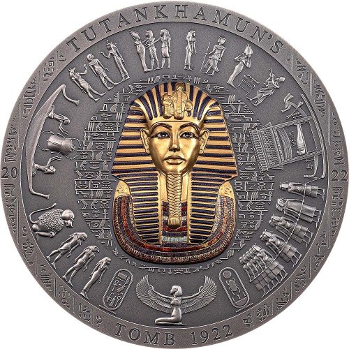 Cook Islands 2022 20$ TUTANKHAMUN TOMB 1922 Archeology Symbolism Colored 3 Oz silver coin
