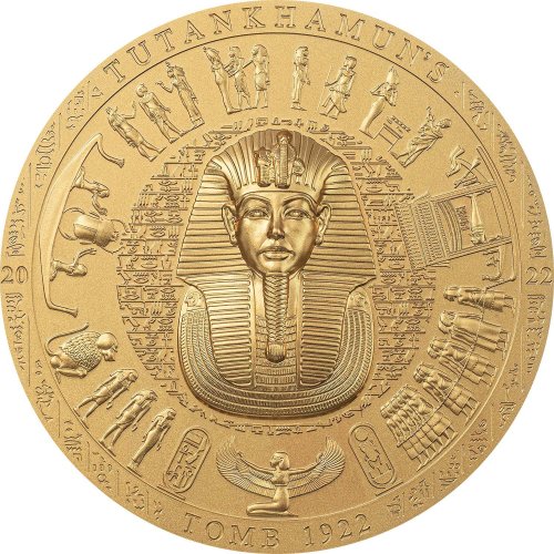 Cook Islands 20$ 2022 TUTANKHAMUN TOMB 1922 Archeology Symbolism Gilded 3 Oz silver coin
