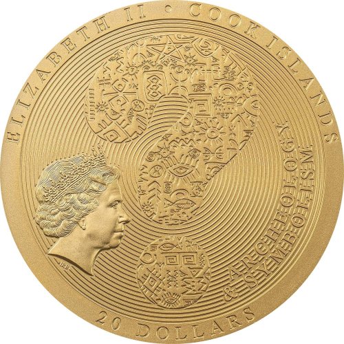 Cook Islands 20$ 2022 TUTANKHAMUN TOMB 1922 Archeology Symbolism Gilded 3 Oz silver coin