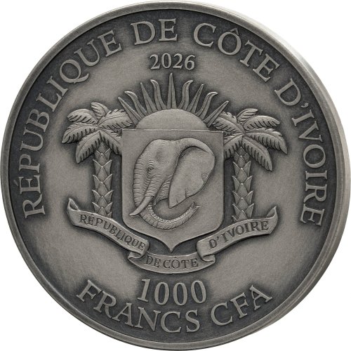 Ivory Coast 2026 Mauquoy Haut Relief - Big Five - Mustang 1 Oz silver coin