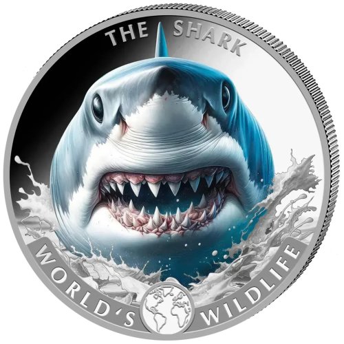 Congo 2026 20 Francs SHARK World Wildlife Colored 1 Oz silber Münze