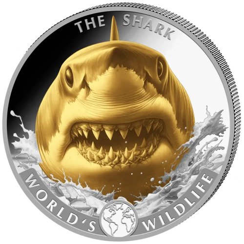 Congo 2026 20 Francs SHARK World Wildlife Gilded 1 Oz silber Münze