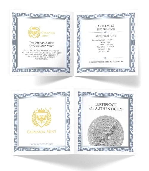 Germania 2026 5Mark Artefacts Gungir 1 Oz silver coin