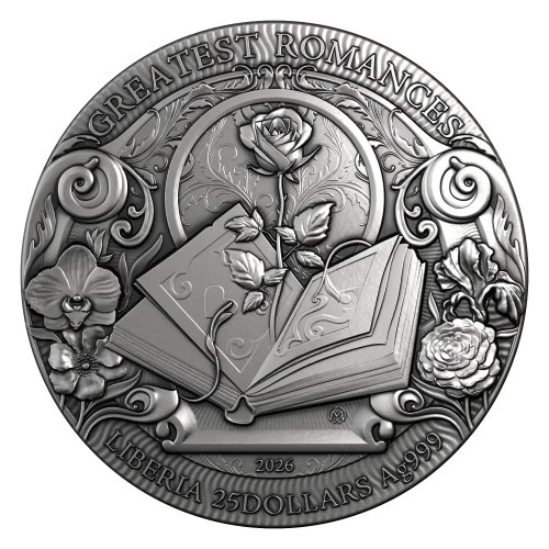 Liberia 2026 25$ GOLDEN STORY Love Stories 2 Oz Silver coin