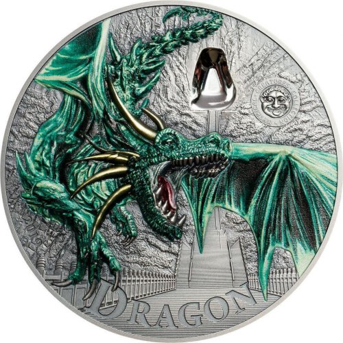 Palau 2019 10$ - Mythische Kreaturen - Green Dragon 2 Oz- silver coin