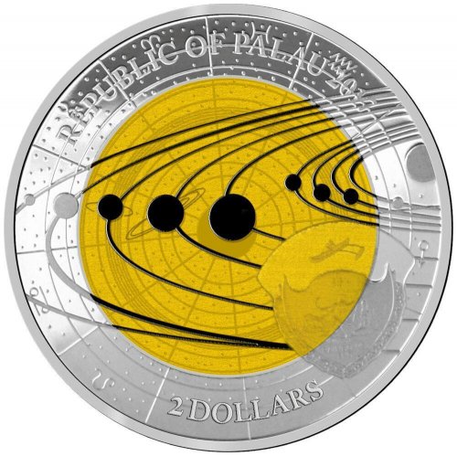 Palau 2017- 2$ - Solar System - Saturn -Silver and Niobium coin