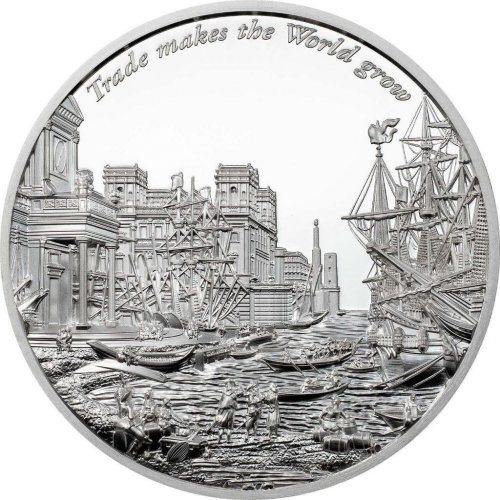 Cook Islands 2022 10$ TRADE MAKES THE WORLD GROW Time Flies 2 Oz Silver Coin