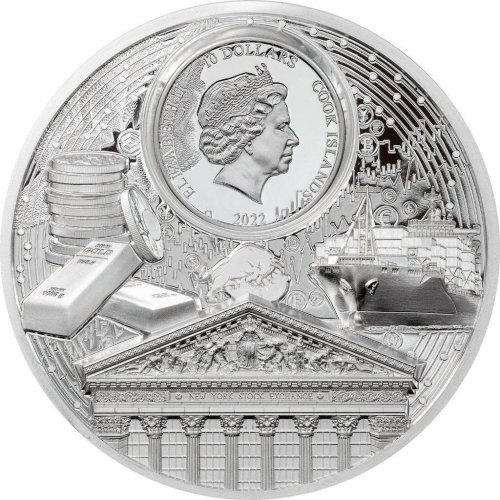 Cook Islands 2022 10$ TRADE MAKES THE WORLD GROW Time Flies 2 Oz Silver Coin