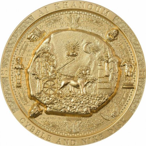 Cook Islands 2021 20$ CYBELE DISK Gilded Archeology Symbolism 3 Oz Silver Coin