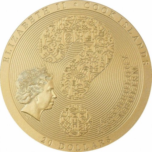 Cook Islands 2021 20$ CYBELE DISK Gilded Archeology Symbolism 3 Oz Silver Coin