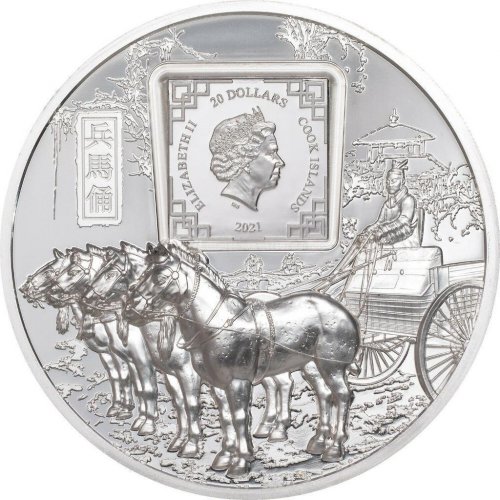 Cook Islands 2021 20$ Terracotta Warriors 3 Oz Ultra High Relief Silver Coin