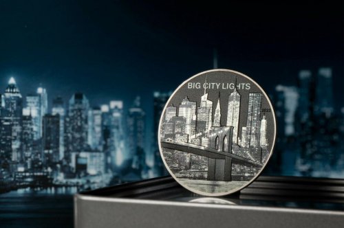 Cook Islands 2022 5$ NEW YORK Big City Lights 1 Oz Silver Coin