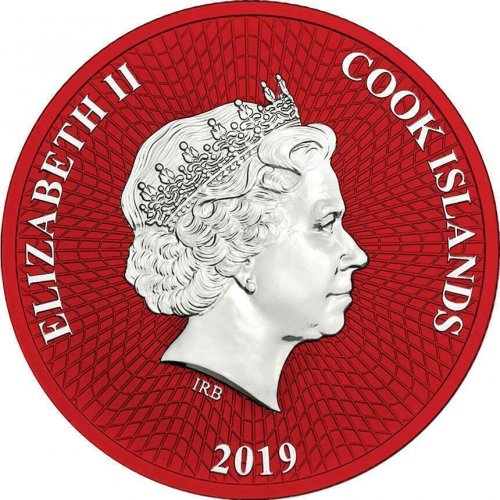 Cook Islands 2019 1$ Silver Star - Starfish Space Red 1 Oz Silver Coin