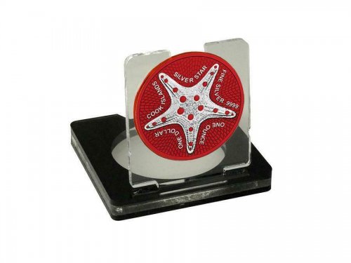 Cook Islands 2019 1$ Silver Star - Starfish Space Red 1 Oz Silver Coin