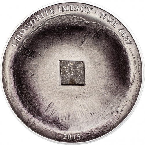 Cook Islands 2015 5$ Chondrite Impact - Meteorite NWA 4037 1 Oz silver coin