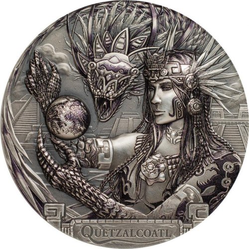 Cook Island 2017 20$ Gods of the World - Quetzalcoatl 3 Oz Silver Coin