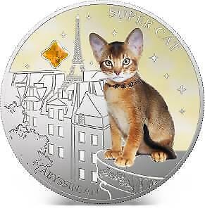 Fiji 2013 2$ Super Cat III The Abyssinian Dogs & Cats Series 1Oz Silver Coin