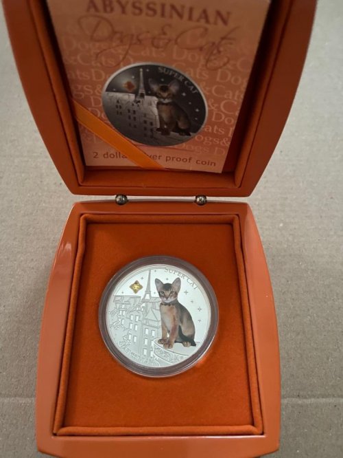 Fiji 2013 2$ Super Cat III The Abyssinian Dogs & Cats Series 1Oz Silver Coin