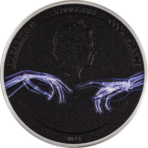 Cook Islands 2023 5$ CREATION OF ADAM X Ray 1 Oz Silver Coin