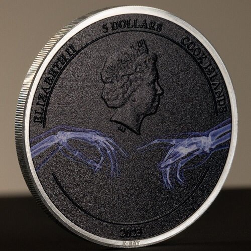 Cook Islands 2023 5$ CREATION OF ADAM X Ray 1 Oz Silver Coin