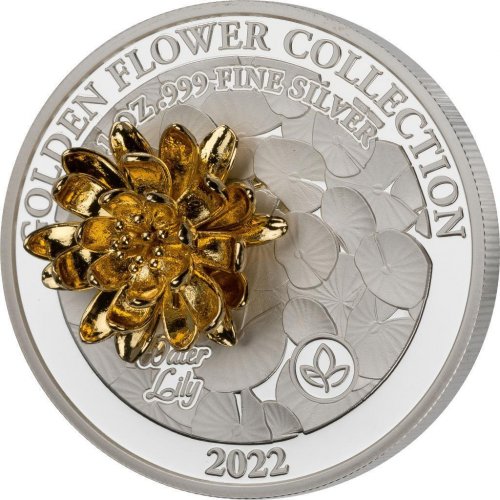 Samoa 2022 5$ WATER LILY Golden Flower Collection 1 Oz Silver