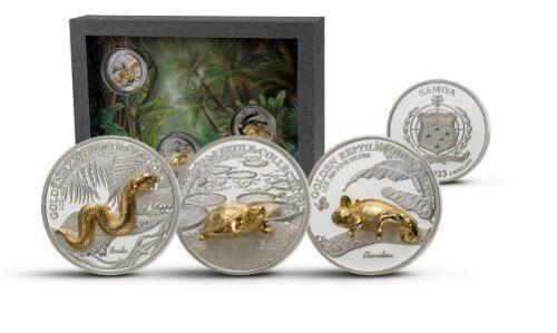 Samoa 2023 2000 5$ GOLDEN REPTILE Set 3x1 Oz Silver Coins