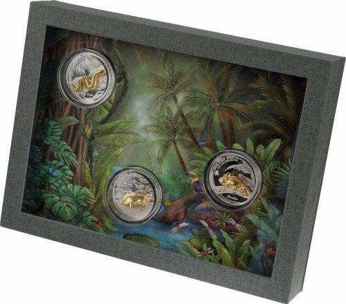 Samoa 2023 2000 5$ GOLDEN REPTILE Set 3x1 Oz Silver Coins