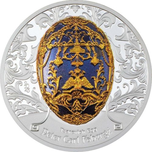 Mongolia 2023 1000Togrog TSAREVICH FABERGE EGG Peter Carl 2 Oz Silver Coin