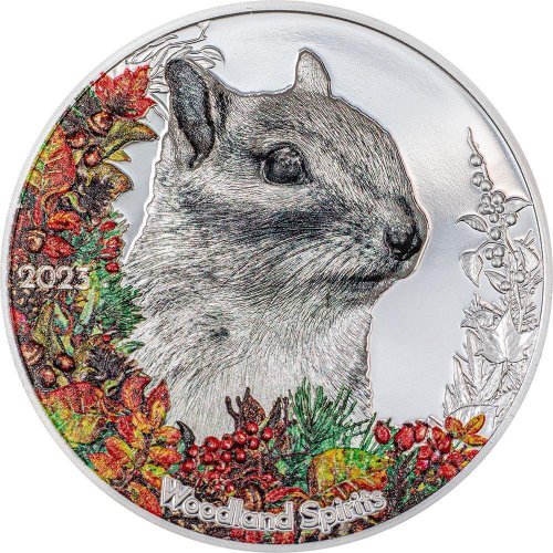 Mongolia 2023 500Togrog CHIPMUNK Woodland Spirit 1 Oz Silver Coin