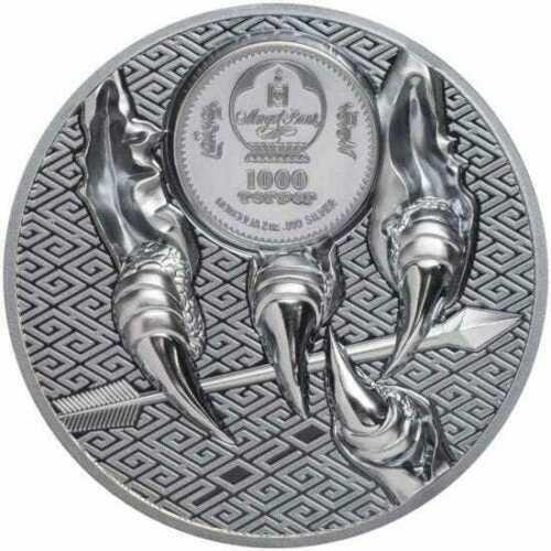 Mongolia 2020 1000 Togrog - Majestic Eagle - 2 Oz Black Proof silver coin