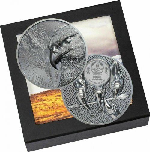 Mongolia 2020 1000 Togrog - Majestic Eagle - 2 Oz Black Proof silver coin