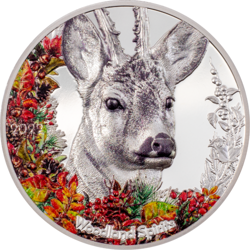 Mongolia 2022 500Togrog Woodland Spirits- DEER- 1 Oz Silver Coin