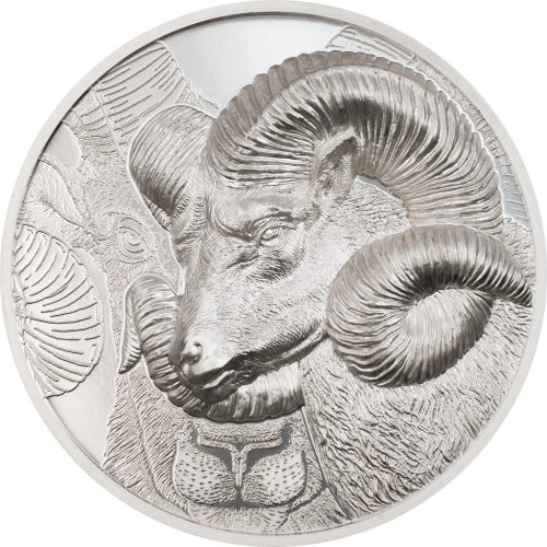 Mongolia 2022 2000Togrog Magnificent Argali - 3 Oz Silver Coin