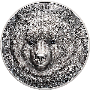 Mongolia 2019 500 Togrog Mongolian Gobi Bear 1 Oz Silver Antique Coin