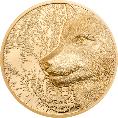 Mongolia 2021 25000 Togrog - Majestic Wolf Gold -1 Oz coin