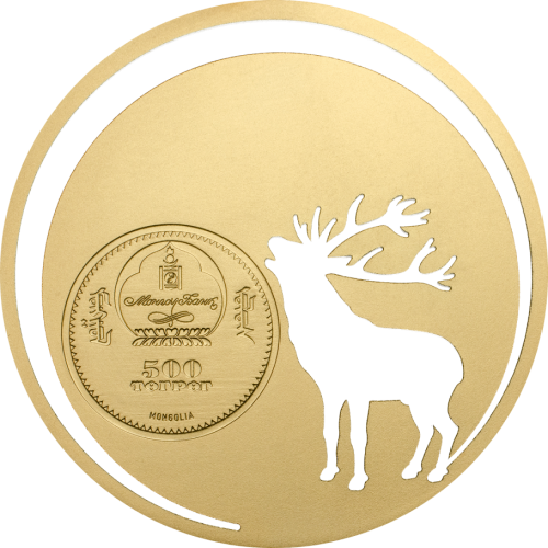 Mongolia 2017 500 Togrog- Mongolian Nature - Roaring Deer 1 Oz Silver Coin