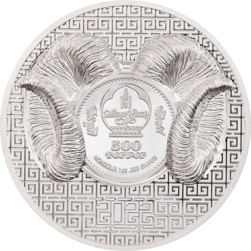 Mongolia 2022 500Togrog Magnificent Argali - 1 Oz Silver Coin