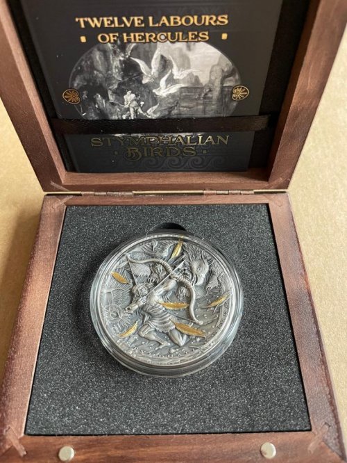 Niue 2022 5$ STYMPHALIAN BIRDS Twelve Labours of Hercules 2 Oz Silver Coin