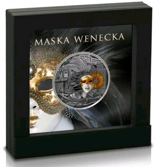 Niue 2019 5$ VENETIAN MASK High Relief Antique finish 2 Oz silver coin