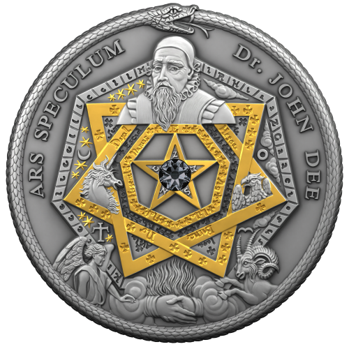 Niue 2022 5$ DR JOHN DEE ARS SPECULUM Alchemist 2 Oz silver coin