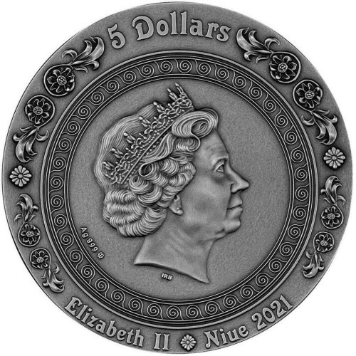 Niue 2021 5$ FORTUNA AND TYCHE Goddesses 2 Oz Silver Coin