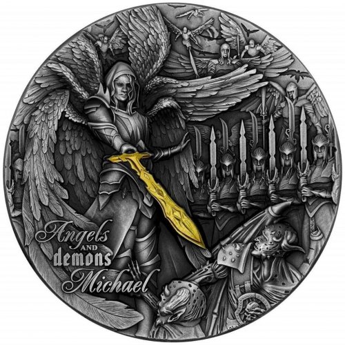 Niue 2022 5$ Angels and Demons - MICHAEL 2 Oz Antique Finish silver coin