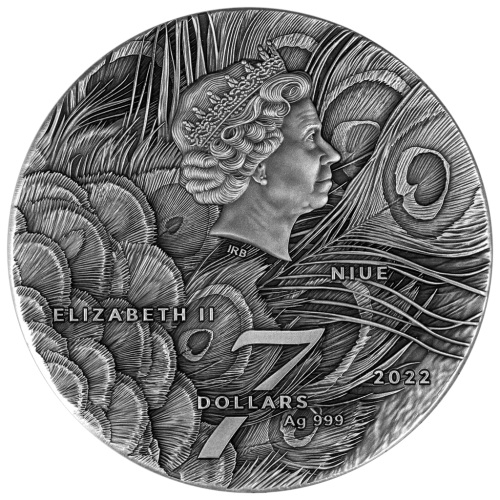 Niue 2022 7$ - Amazing Animals -Peacock 3 Oz silver coin