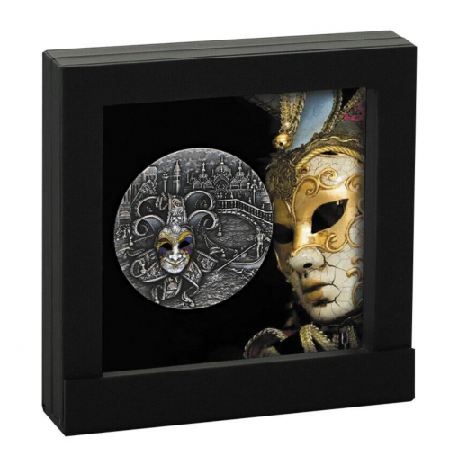 Niue 2022 5$ VENETIAN MASK II- High Relief Antique finish 2 Oz silver coin