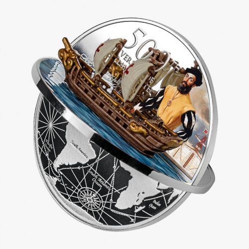 Niue 2021 5$ Ferdinand Magellan 3D Shape 500th Anniversary 2 Oz silver coin