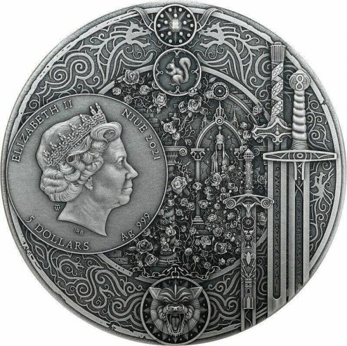 Niue 2021 5$ BLOOD OF ELVES the Witcher 2 Oz Silver Coin