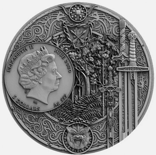 Niue 2020 5$ SWORD OF DESTINY the Witcher 2 Oz Silver Coin