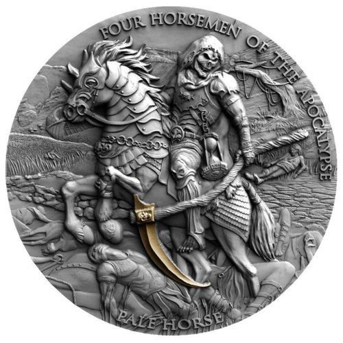 Niue 2021 5$- Four Horsemen of the Apocalypse - Pale Horse - 2 Oz silver coin