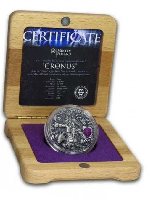 Niue 2018 $2 CRONUS Greek Titans Antique Finish 2 Oz silver Coin